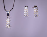 Sterling Silver Crystal Pendant post Earrings Set, Fine Jewelry Gift For Her, Handmade Jewelry, Mothers Day Gift