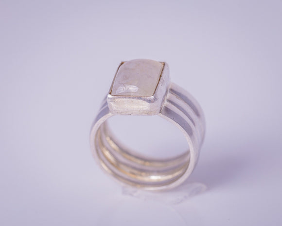 Moonstone ring,  sterling silver handmade unique unisex statement jewelry, square moonstone ring, gift for new beginnings