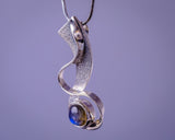 Labradorite pendant, Modern Bold Necklace In sterling silver, handmade jewelry art gift, February, March, and August birthstone
