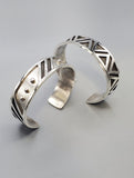 Handmade Heavy Sterling Silver Cuff Bracelet - Adjustable Metal Accent Design