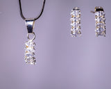 Sterling Silver Crystal Pendant post Earrings Set, Fine Jewelry Gift For Her, Handmade Jewelry, Mothers Day Gift