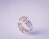 Handmade Sterling Silver Moonstone Ring: Unisex Square Statement Jewelry