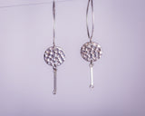 Silver drop earrings, light handmade hammered dangle