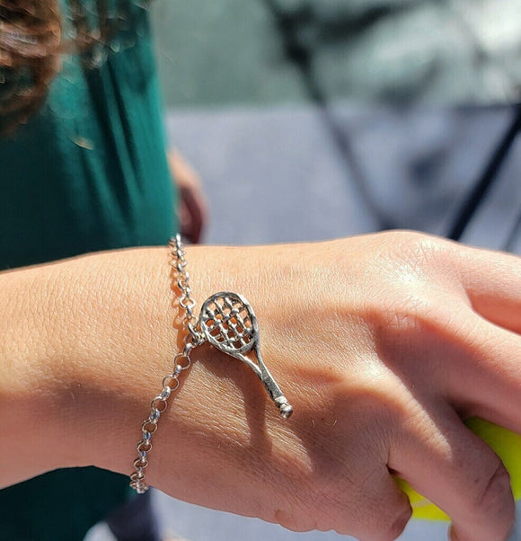 Best gift for tennis lovers, tennis racquet bracelet, sporty jewelry for women, tennis birthday gift