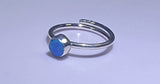 Blue Opal ring, Libra birthstone, stackable adjustable sterling silver ring, October birthday gift, pinky, spiritual healing, luck, love