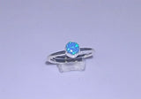 Blue Opal ring, Libra birthstone, stackable adjustable sterling silver ring, October birthday gift, pinky, spiritual healing, luck, love