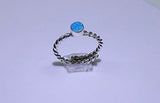 Blue Opal ring, Libra birthstone, braided adjustable sterling silver band, October birthday gift