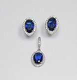 Silver Sapphire Jewelry Set: Blue Earrings and Necklace