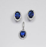 Silver sapphire jewelry set, September birthstone, 45th anniversary gift, Blue earrings and necklace set, Mothers Day Gift for her