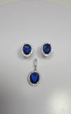 Silver Sapphire Jewelry Set: Blue Earrings and Necklace
