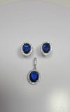 Silver sapphire jewelry set, September birthstone, 45th anniversary gift, Blue earrings and necklace set, Mothers Day Gift for her