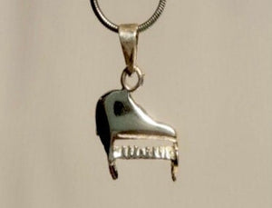 Piano charm, music instrument pendant, sterling silver