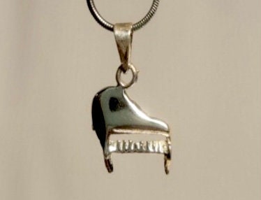 Piano charm, music instrument pendant, sterling silver