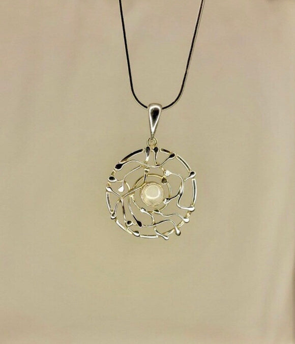 Moonstone necklace, unique silver pendant, stone for New beginnings, September birthstone