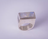 Handmade Sterling Silver Moonstone Ring: Unisex Signet Style, September Birthstone
