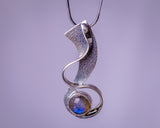 Labradorite pendant, Modern Bold Necklace In sterling silver, handmade jewelry art gift, February, March, and August birthstone