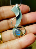 Labradorite pendant, Modern Bold Necklace In sterling silver, handmade jewelry art gift, February, March, and August birthstone