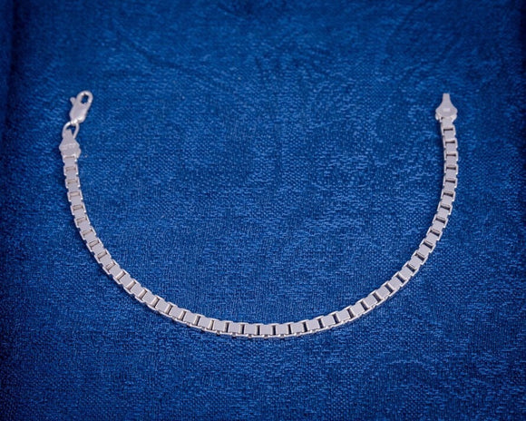 Sterling Silver box chain bracelet, unisex link bracelet, Mothers Day Gift