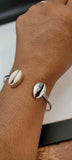 Sterling silver West Indian bangle, thick cowrie shell bracelet