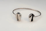 Sterling silver West Indian bangle, thick cowrie shell bracelet