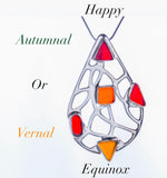 Unique Sea glass necklace, Handmade Silver pendant teardrop shape with red, orange and yellow beach glass, Autumn gift for her