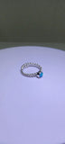 Blue Opal ring, Libra birthstone, braided adjustable sterling silver band, October birthday gift