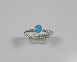 Blue Opal ring, Libra birthstone, braided adjustable sterling silver band, October birthday gift