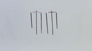 Sterling silver Abstract Trident earrings, Modern Earring, geometric post earrings, Artsy gift for her