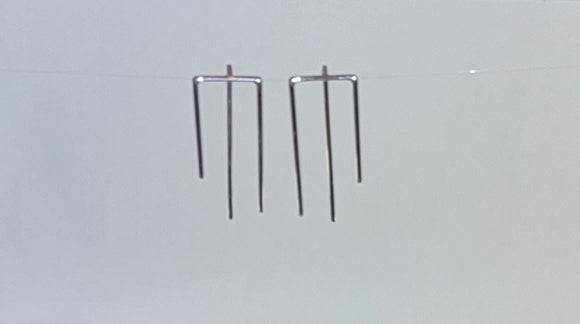 Sterling silver Abstract Trident earrings, Modern Earring, geometric post earrings, Artsy gift for her