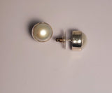 Statement Pearl Earring sterling silver, round cream color natural pearl jewelry for wedding, birthstone post earring, 30th anniversary gift
