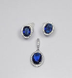Silver Sapphire Jewelry Set: Blue Earrings and Necklace
