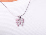 Butterfly necklace pink crystal pendant, great Mothers gift for her