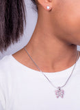 Butterfly necklace pink crystal pendant, great Mothers gift for her