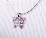 Butterfly necklace pink crystal pendant, great Mothers gift for her