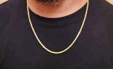 Gold rope chain, 14kt 24 inch 5mm, gift for him or her
