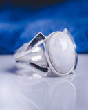 Handmade Moonstone Sterling Silver Statement Ring - Size 8.5