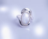 Handmade Sterling Silver Moonstone Statement Ring - Size 7