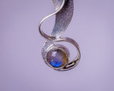 Labradorite pendant, Modern Bold Necklace In sterling silver, handmade jewelry art gift, February, March, and August birthstone