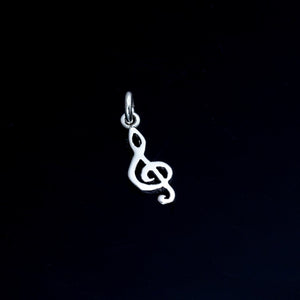 Music symbol charm, Sterling silver Treble clef, dainty music jewelry, Jazz bass gift, stocking stuffer
