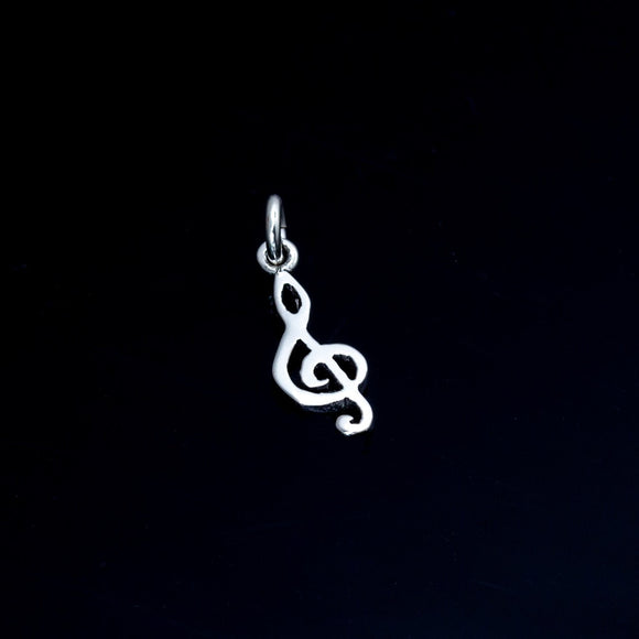 Music symbol charm, Sterling silver Treble clef, dainty music jewelry, Jazz bass gift, stocking stuffer