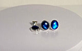 Sapphire Blue color jewelry set, sterling silver blue circle earring and pendant, September birthstone