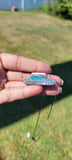 Turquoise and upcycled Ivory set in sterling silver bold oval pendant,  December birthstone