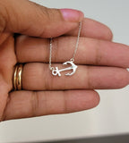Sterling Silver Anchor Necklace: Minimalist Mariner Naval Jewelry