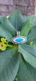 Turquoise and upcycled Ivory set in sterling silver bold oval pendant,  December birthstone