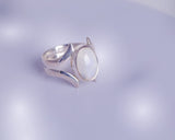 Handmade Sterling Silver Moonstone Statement Ring - Size 8.5