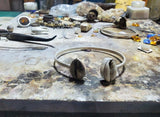 Sterling silver West Indian bangle, thick cowrie shell bracelet