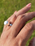 Real pearl ring, Set in sterling silver, This freshwater pearl is White or cream color. This ring can be an engagement to cocktail ring