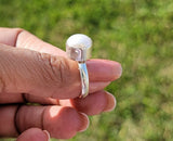 Real pearl ring, Set in sterling silver, This freshwater pearl is White or cream color. This ring can be an engagement to cocktail ring