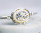 Silver bracelet,  Piano Key, handmade recycled ivory handmade bangle,  New Orleans jewelry art,  music related gift