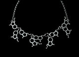Serotonin Molecule  necklace, sterling silver science gift